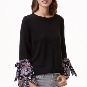 Loft size L black with sheer floral tie sleeve parts modest business going out